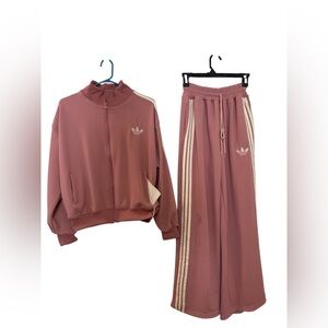 Rose Pink Tracksuit with Cream Stripe.